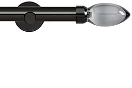Neo Premium 28mm Eyelet Pole Black Nickel Cylinder Smoke Grey Teardrop