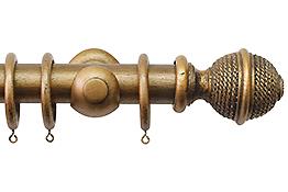 Jones Hardwick 40mm Handcrafted Wood Pole Antique Gold, Woven Rope