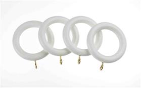 Universal 28mm Wood Curtain Pole Rings, White