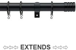 Universal 25/28mm Metal Extendable Curtain Pole, Black, Barrel