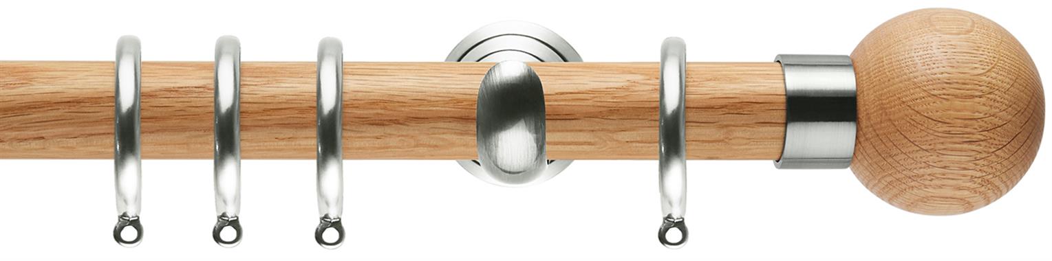 Neo 28mm Oak Wood Pole, Stainless Steel Cup, Oak Ball