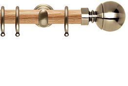 Neo 28mm Oak Wood Pole, Spun Brass Cup, Ball