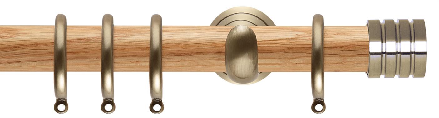 Neo 28mm Oak Wood Pole, Spun Brass Cup, Stud