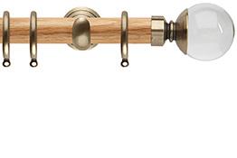 Neo 28mm Oak Wood Pole, Spun Brass Cup, Clear Ball
