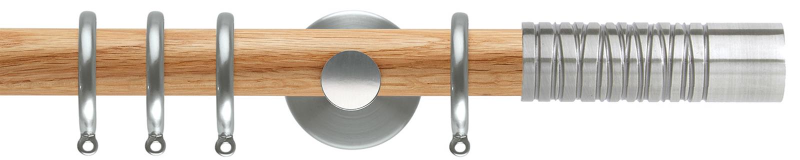 Neo 28mm Oak Wood Pole, Stainless Steel, Wired Barrel