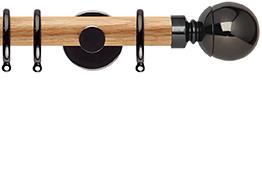 Neo 28mm Oak Wood Pole, Black Nickel, Ball