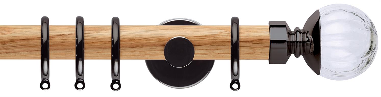Neo 28mm Oak Wood Pole, Black Nickel, Clear Pumpkin Ball