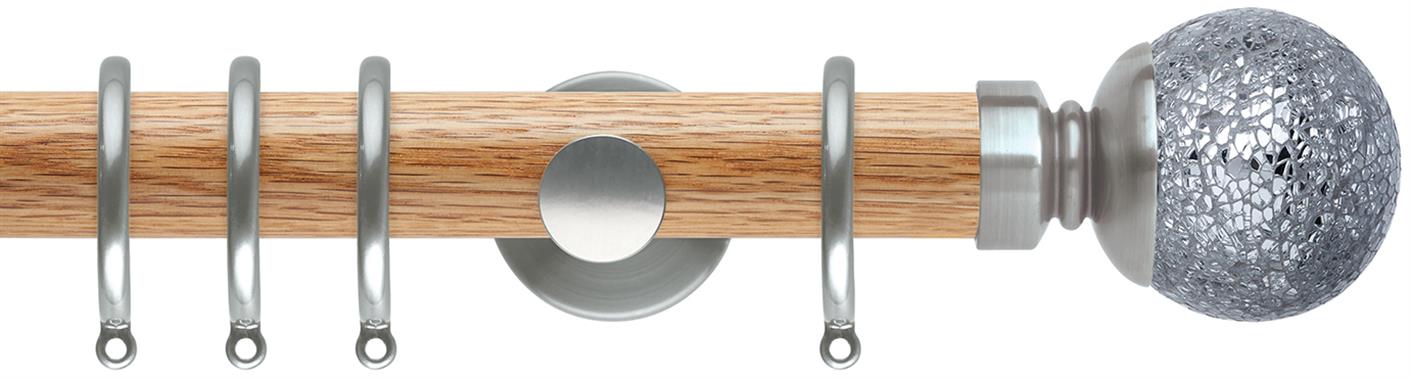 Neo 35mm Oak Wood Pole, Stainless Steel, Mosaic Ball