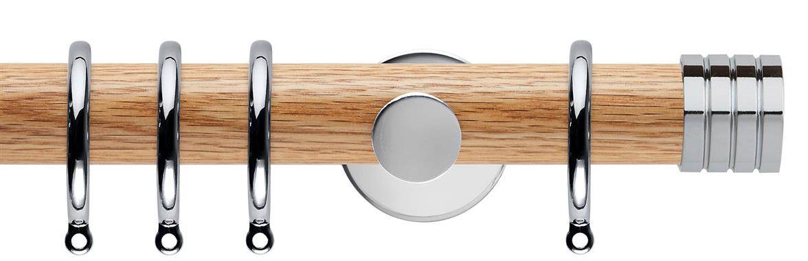 Neo 35mm Oak Wood Pole, Chrome, Stud