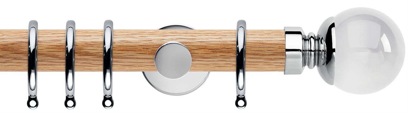 Neo 35mm Oak Wood Pole, Chrome, Clear Ball