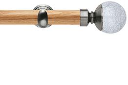 Neo 28mm Oak Wood Eyelet Pole, Stainless Steel Cup, Crackled Ball