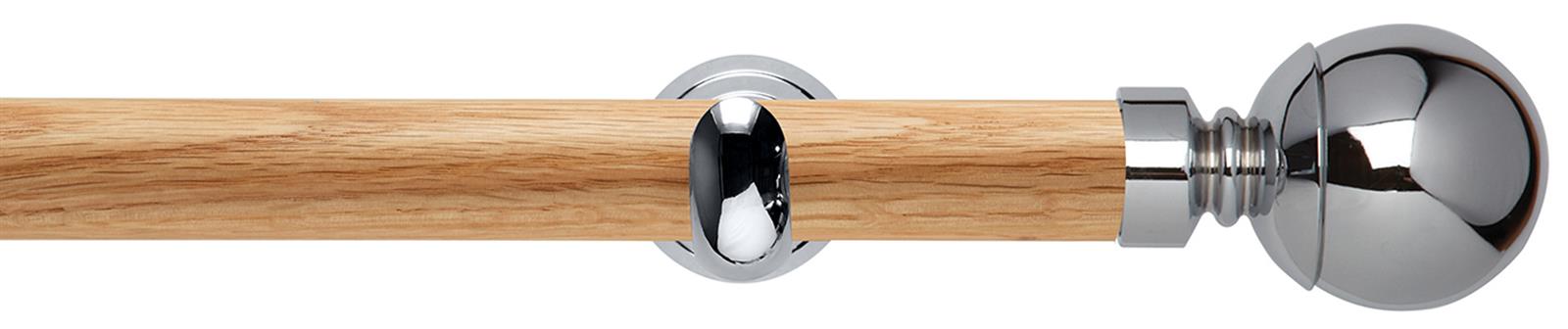Neo 28mm Oak Wood Eyelet Pole, Chrome Cup, Ball