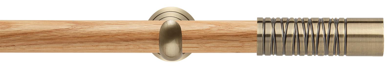 Neo 28mm Oak Wood Eyelet Pole, Spun Brass Cup, Wired Barrel