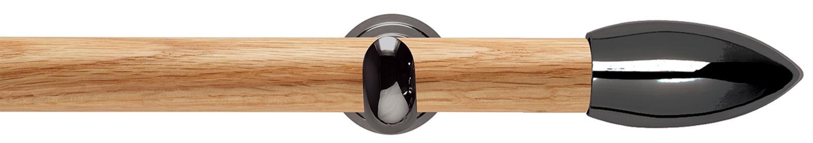Neo 28mm Oak Wood Eyelet Pole, Black Nickel Cup, Bullet