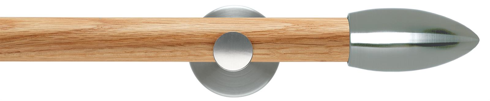 Neo 28mm Oak Wood Eyelet Pole, Stainless Steel, Bullet