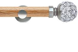 Neo 28mm Oak Wood Eyelet Pole, Stainless Steel, Jewelled Ball