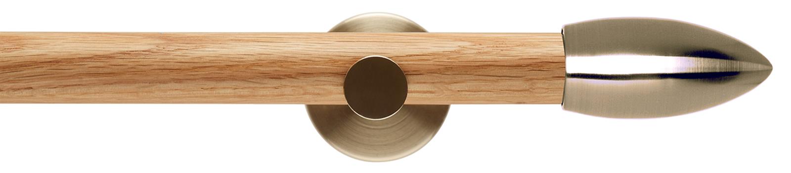 Neo 28mm Oak Wood Eyelet Pole, Spun Brass, Bullet