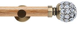 Neo 28mm Oak Wood Eyelet Pole, Spun Brass, Jewelled Ball