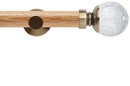 Neo 28mm Oak Wood Eyelet Pole, Spun Brass, Crackled Glass Ball