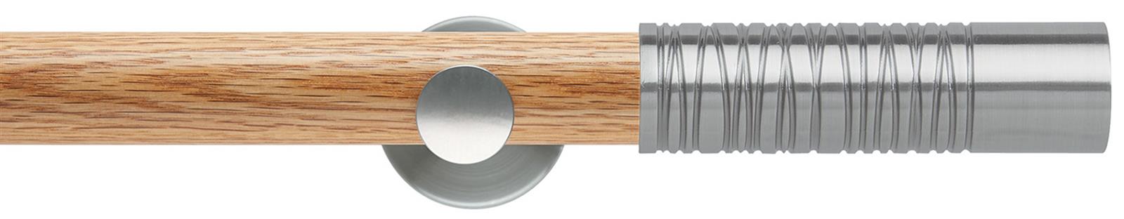 Neo 35mm Oak Wood Eyelet Pole, Stainless Steel, Wired Barrel