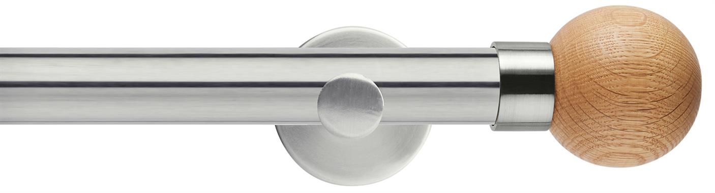 Neo 28mm Metal Eyelet Pole,Stainless Steel,Oak Ball
