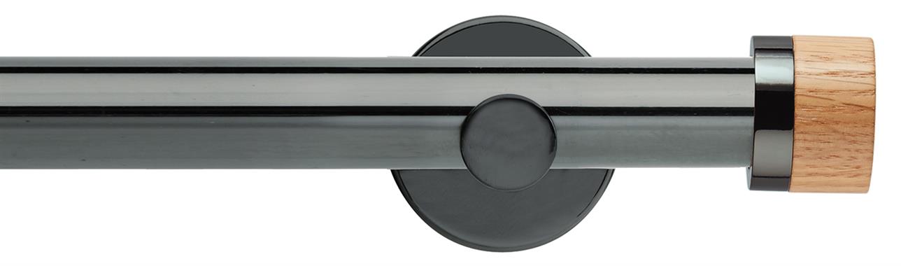 Neo 28mm Metal Eyelet Pole,Black Nickel,Oak Stud