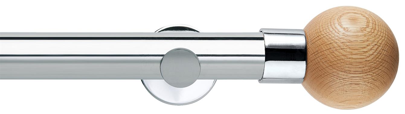 Neo 35mm Metal Eyelet Pole,Chrome,Oak Ball