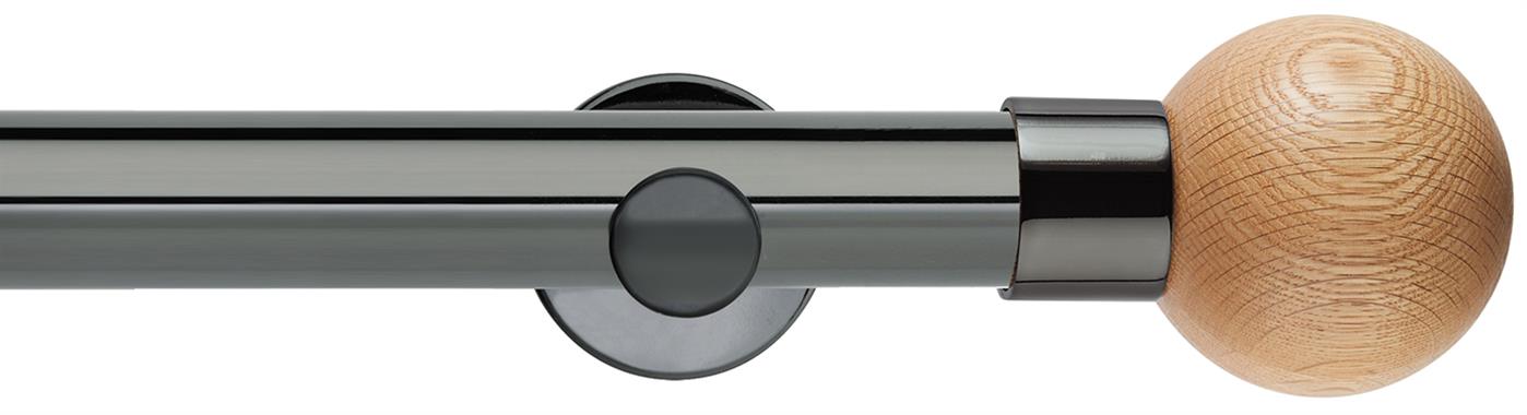 Neo 35mm Metal Eyelet Pole,Black Nickel,Oak Ball