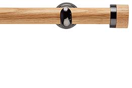 Neo 28mm Oak Wood Eyelet Pole, Black Nickel Cup, Oak Stud