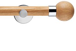 Neo 28mm Oak Wood Eyelet Pole, Chrome, Oak Ball