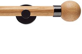 Neo 28mm Oak Wood Eyelet Pole, Black Nickel, Oak Ball