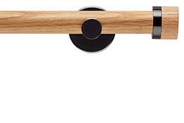 Neo 28mm Oak Wood Eyelet Pole, Black Nickel, Oak Stud