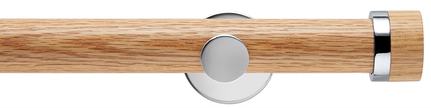 Neo 35mm Oak Wood Eyelet Pole, Chrome, Oak Stud