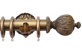 Jones Florentine 50mm Pole, Acanthus, Antique Gold, Pleated Ball