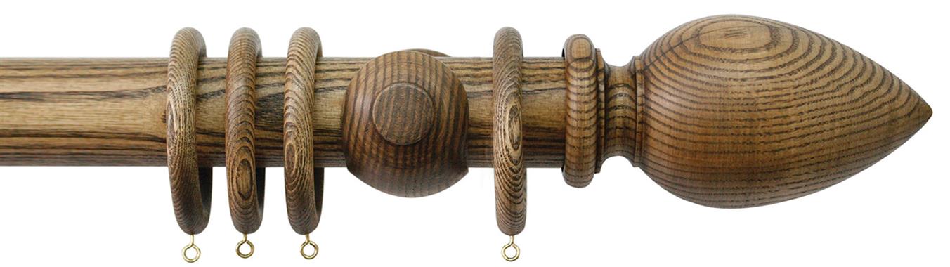 Jones Oakham 50mm Handcrafted Wood Pole Light Oak, Cone