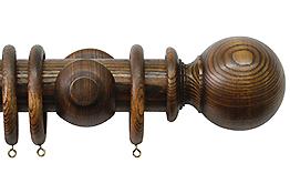 Jones Oakham 50mm Handcrafted Wood Pole Medium Oak, Ball