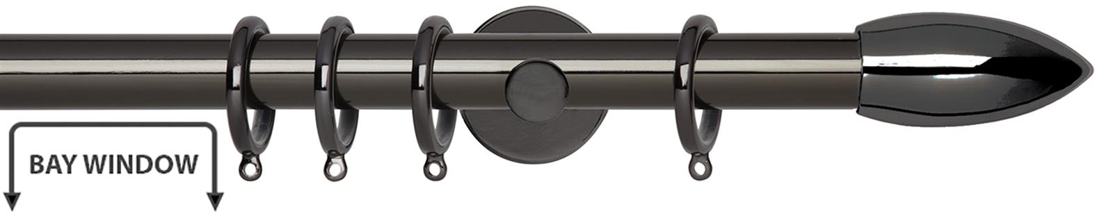 Neo 28mm Bay Window Pole Black Nickel Bullet