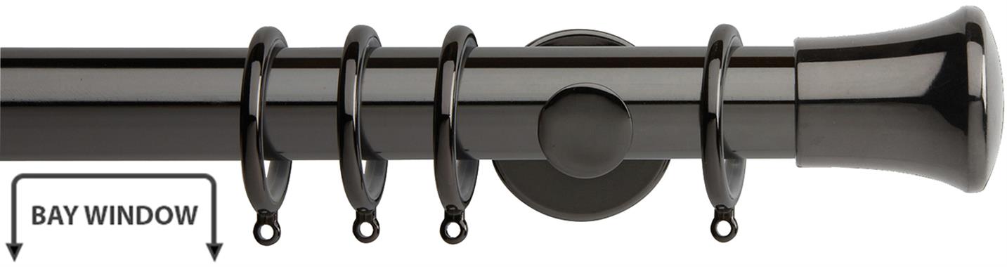 Neo 35mm Bay Window Pole Black Nickel Trumpet