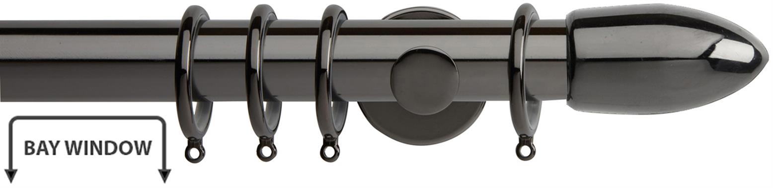 Neo 35mm Bay Window Pole Black Nickel Bullet