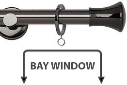 Neo 19mm Bay Window Pole Black Nickel Trumpet