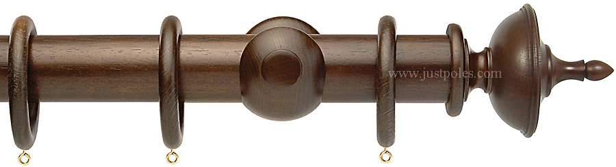 Opus 35mm Wood Curtain Pole Natural Walnut, Urn