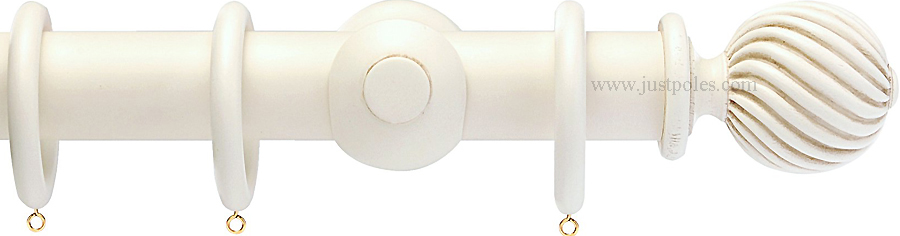 Opus 48mm Wood Curtain Pole Antique Ivory, Twisted
