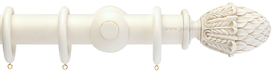 Opus 48mm Wood Curtain Pole Antique Ivory, Pineapple