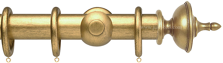Opus 48mm Wood Curtain Pole Antique Gold, Urn