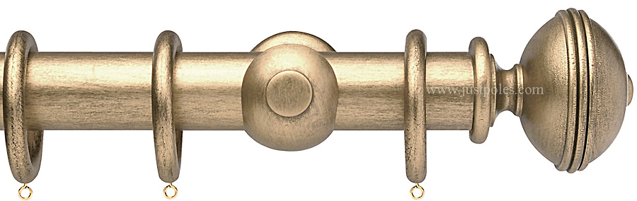 Opus 48mm Wood Curtain Pole Pale Gold, Ribbed