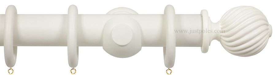 Opus 48mm Wood Curtain Pole Chalk White, Twisted