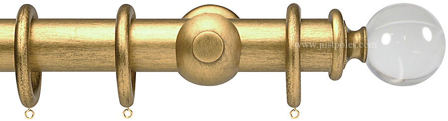 Opus Aria 35mm & 48mm Curtain Pole Antique Gold, Acrylic Ball/Gold