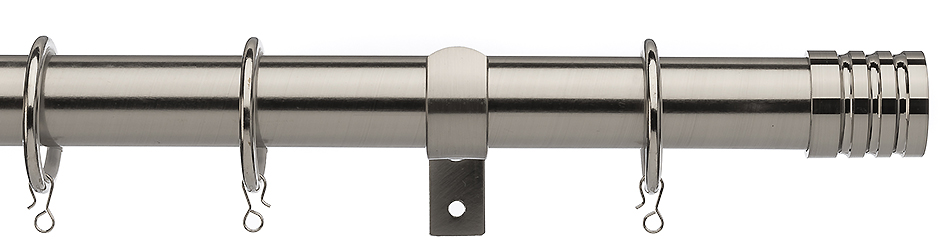 Universal 28mm Metal Curtain Pole Satin Steel Barrel