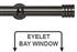 Neo 28mm Eyelet Bay Window Pole Black Nickel Stud