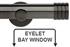 Neo 35mm Eyelet Bay Window Pole Black Nickel Stud